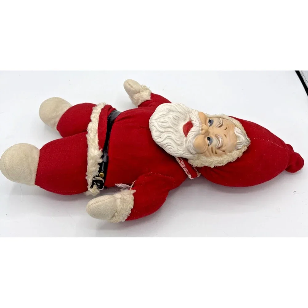 Vintage Rushton Co Rubber Face & Beard Santa Claus Plush Figure/Doll 14”